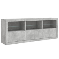 Credenza con Luci LED Grigio Cemento 181,5x37x67 cm 3209005