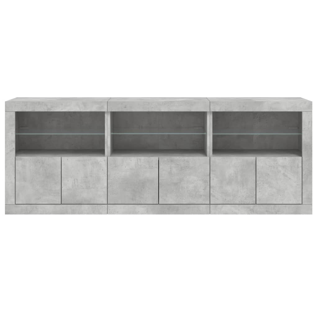 Credenza con Luci LED Grigio Cemento 181,5x37x67 cm 3209005