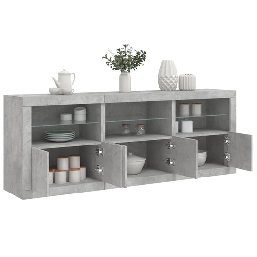 Credenza con Luci LED Grigio Cemento 181,5x37x67 cm 3209005