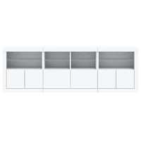 Credenza con Luci LED-Buffet-Armadio da cucina Bianca 202x37x67 cm