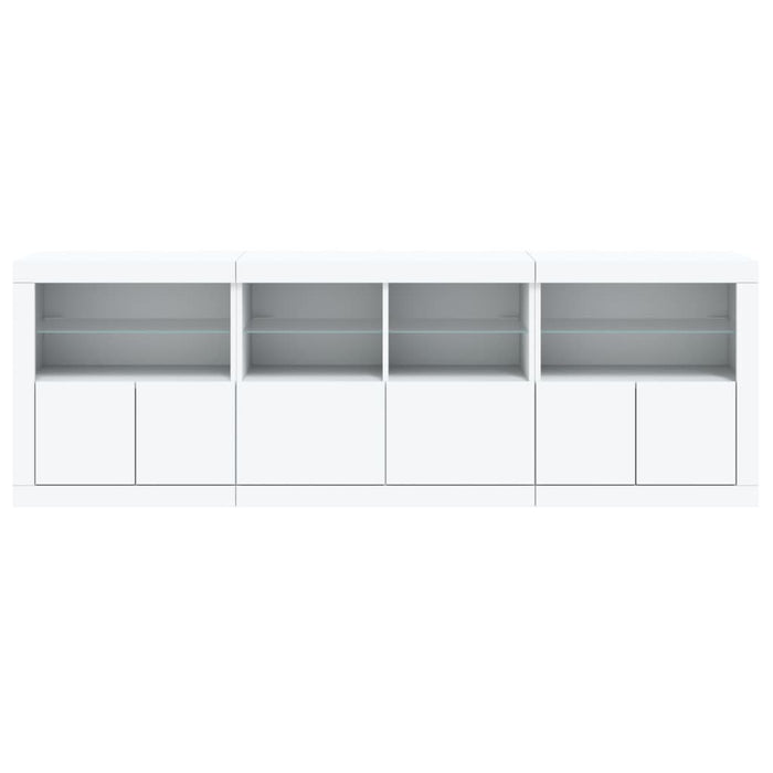 Credenza con Luci LED-Buffet-Armadio da cucina Bianca 202x37x67 cm