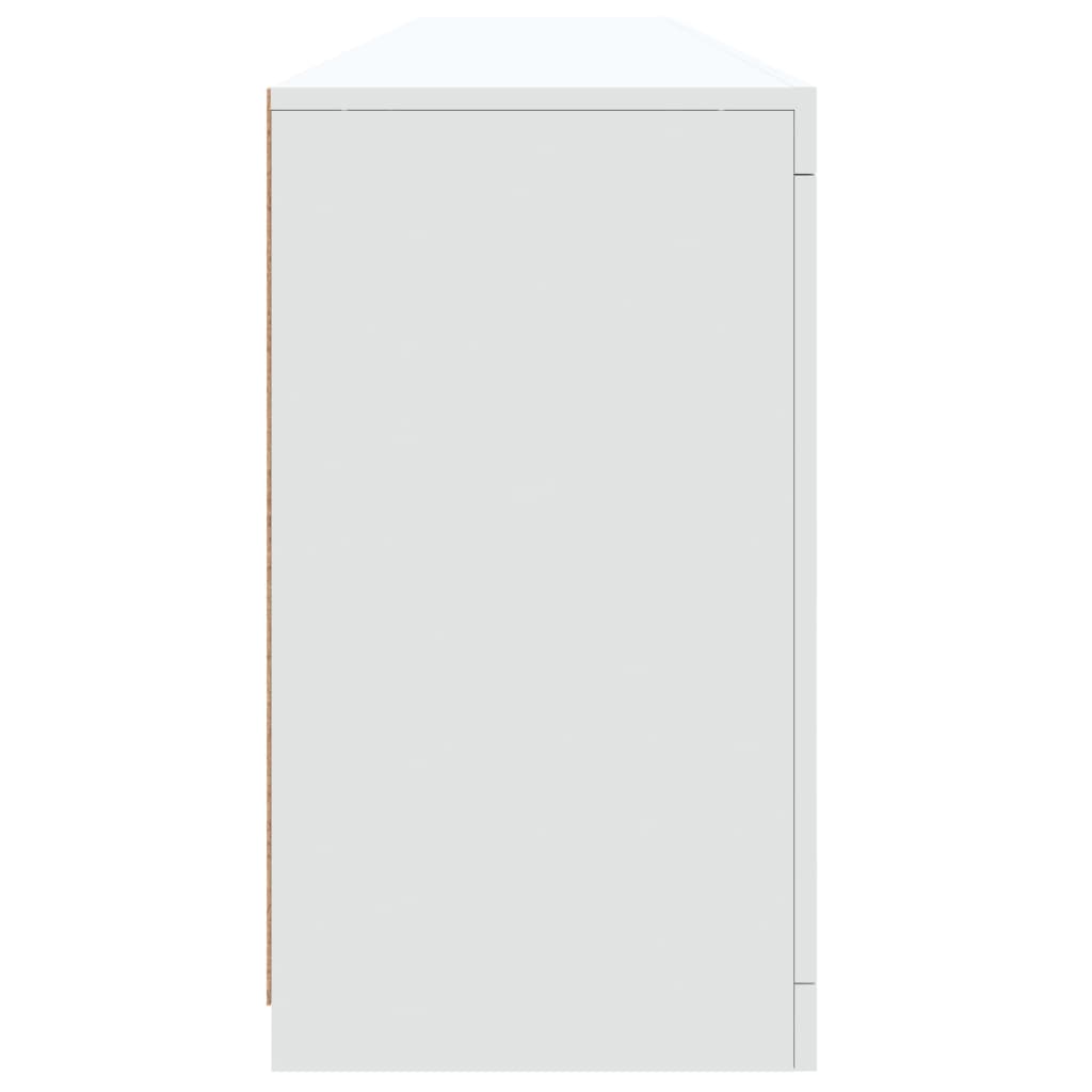 Credenza con Luci LED-Buffet-Armadio da cucina Bianca 202x37x67 cm