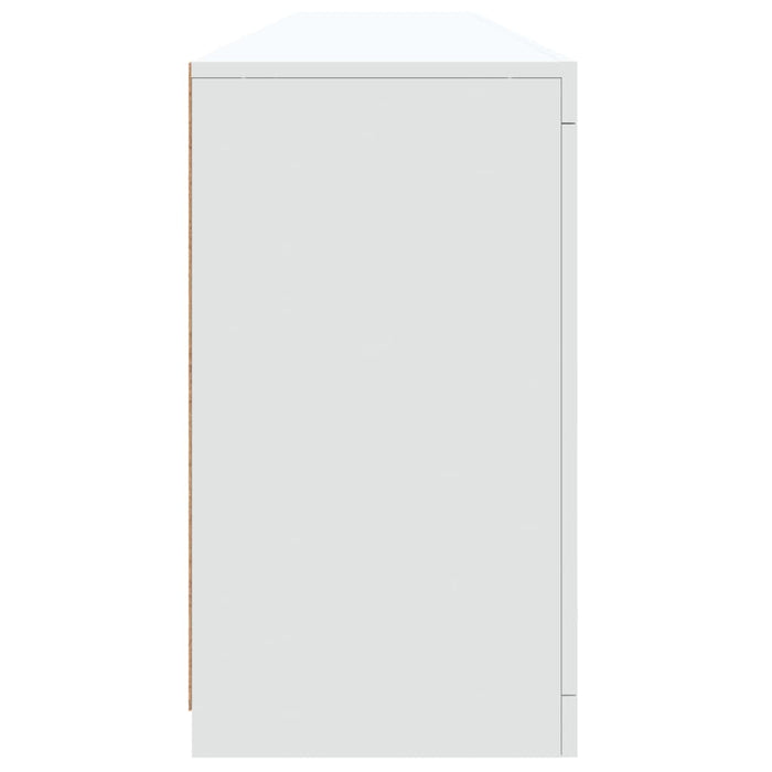 Credenza con Luci LED-Buffet-Armadio da cucina Bianca 202x37x67 cm