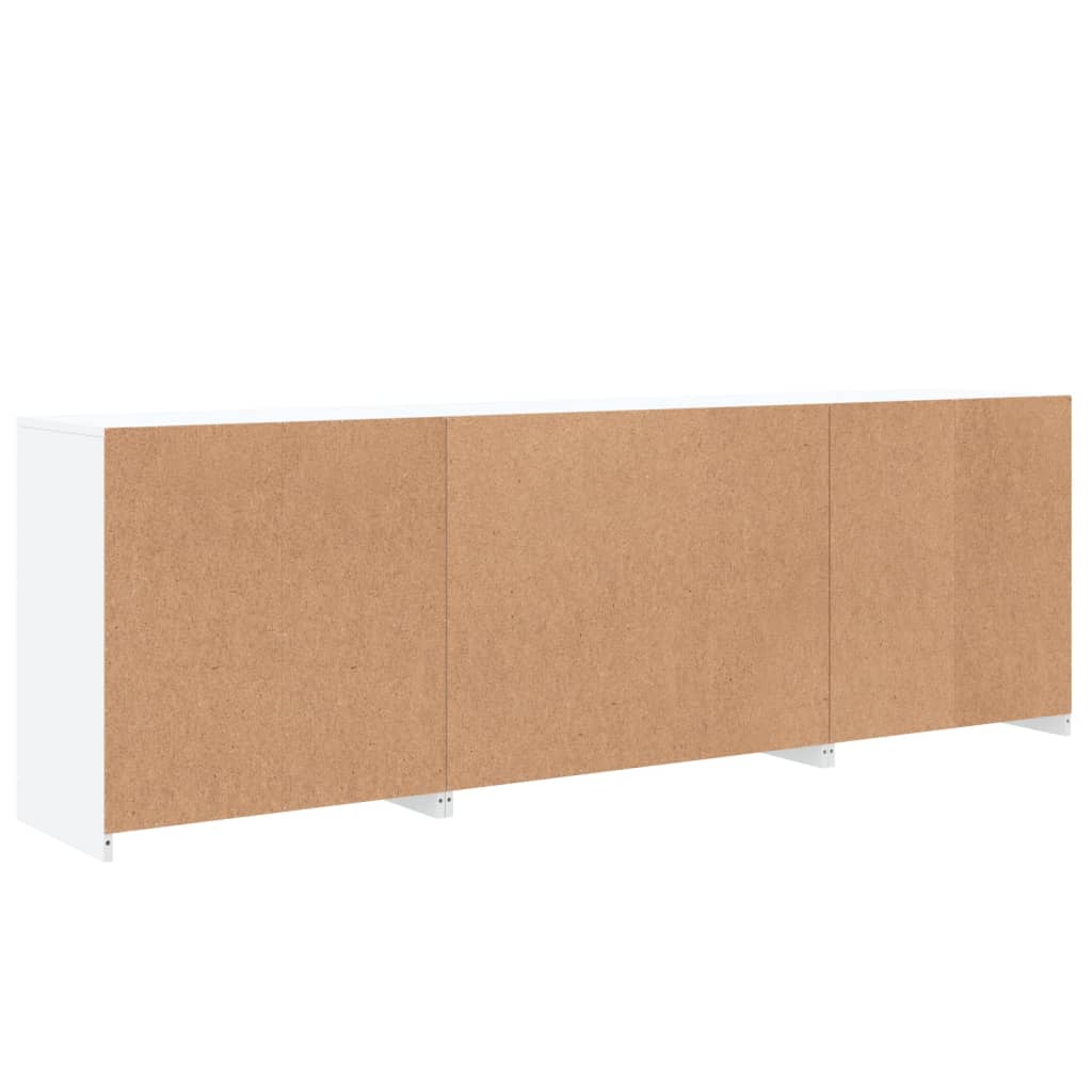 Credenza con Luci LED-Buffet-Armadio da cucina Bianca 202x37x67 cm