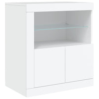 Credenza con Luci LED-Buffet-Armadio da cucina Bianca 202x37x67 cm