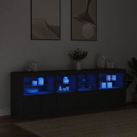 Credenza con Luci LED Nera 202x37x67 cmcod mxl 86010