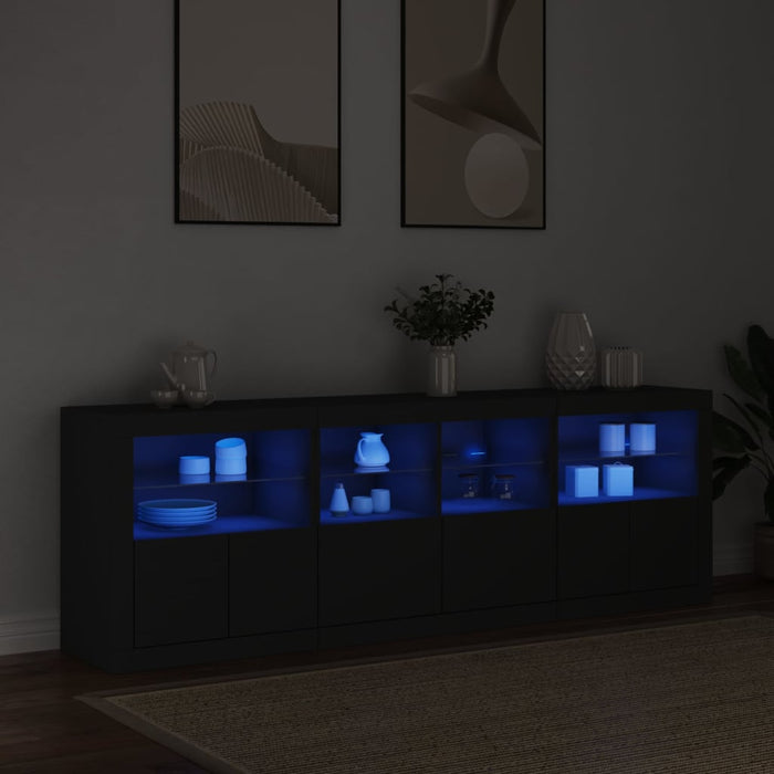 Credenza con Luci LED Nera 202x37x67 cmcod mxl 86010