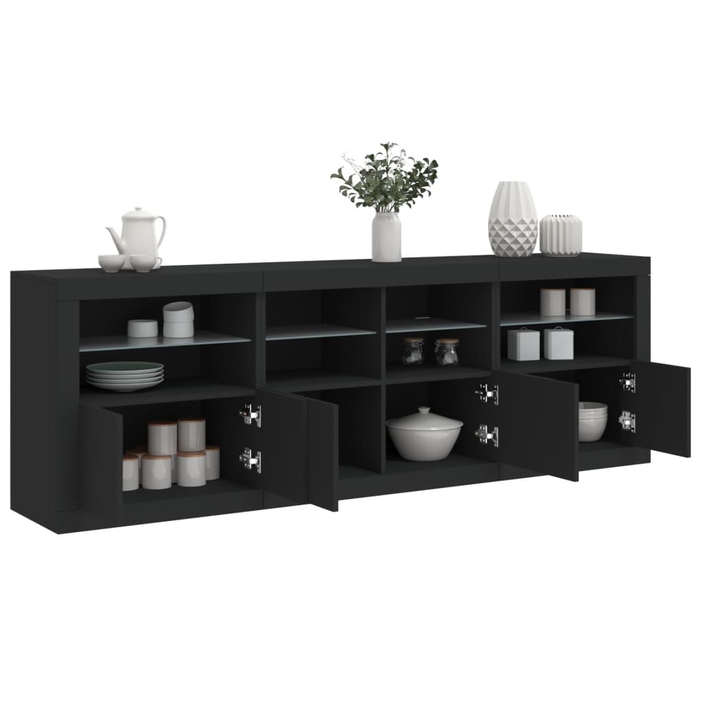 Credenza con Luci LED Nera 202x37x67 cmcod mxl 86010