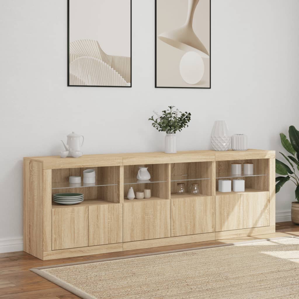 Credenza con Luci LED Rovere Sonoma 202x37x67 cm 3209011