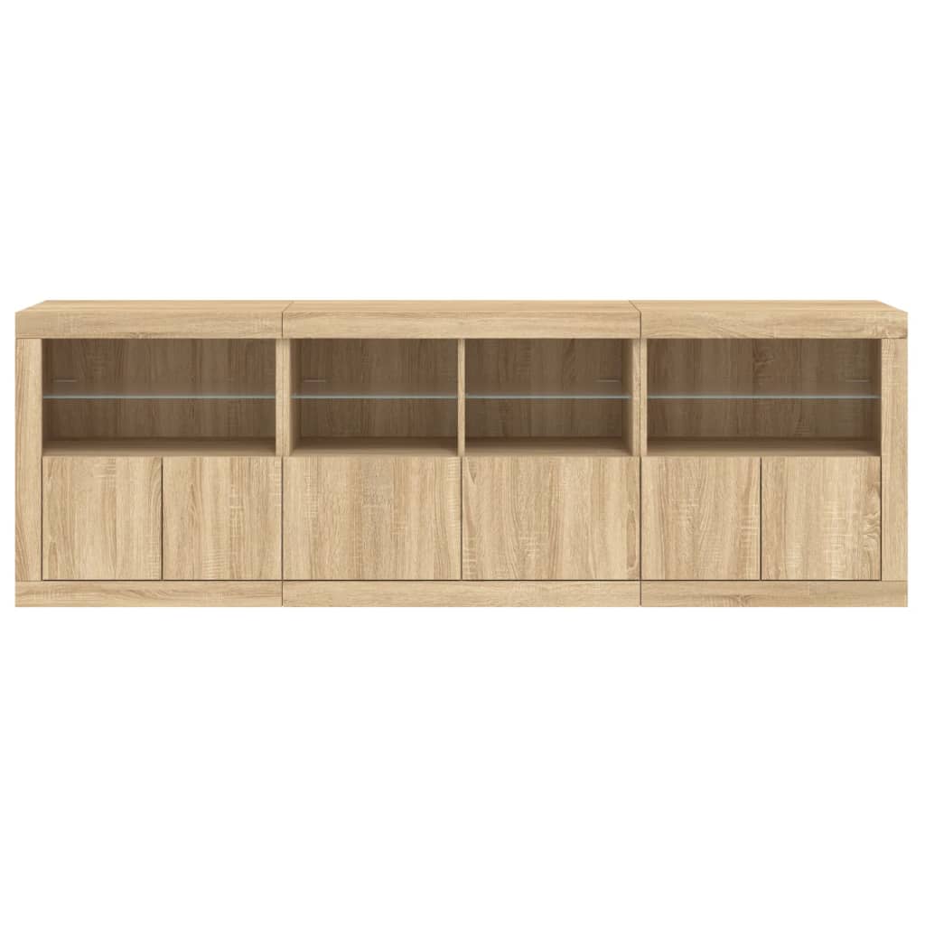 Credenza con Luci LED Rovere Sonoma 202x37x67 cm 3209011