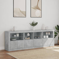 Credenza con Luci LED Grigio Cemento 202x37x67 cm 3209012