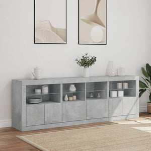Credenza con Luci LED Grigio Cemento 202x37x67 cm 3209012