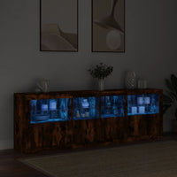 Credenza con Luci LED Rovere Fumo 202x37x67 cm 3209013
