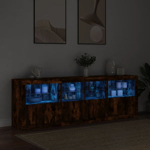 Credenza con Luci LED Rovere Fumo 202x37x67 cm 3209013