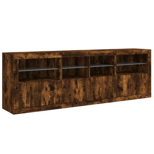 Credenza con Luci LED Rovere Fumo 202x37x67 cm 3209013