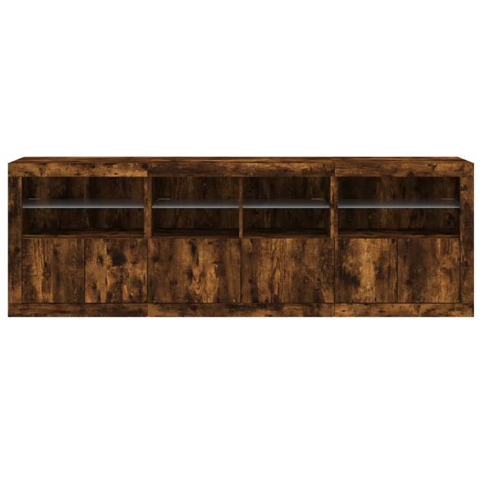 Credenza con Luci LED Rovere Fumo 202x37x67 cm 3209013
