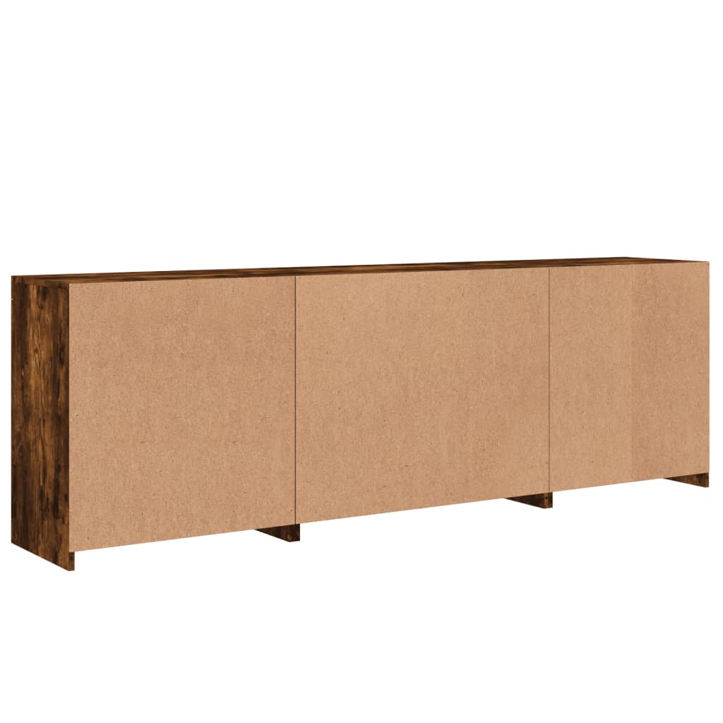 Credenza con Luci LED Rovere Fumo 202x37x67 cm 3209013