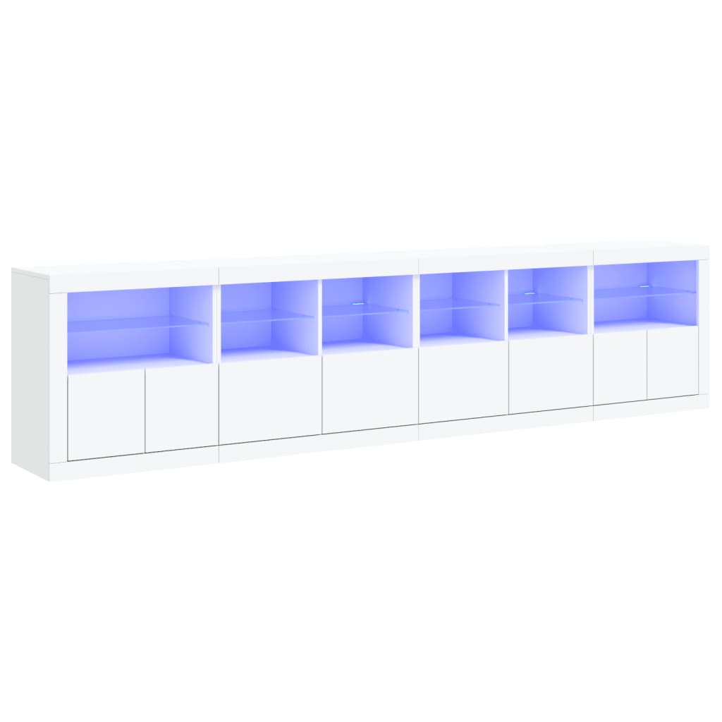 Credenza con Luci LED Bianca 283x37x67 cm 3209016