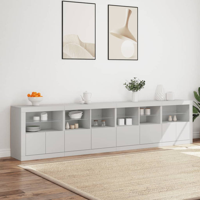 Credenza con Luci LED Bianca 283x37x67 cm 3209016