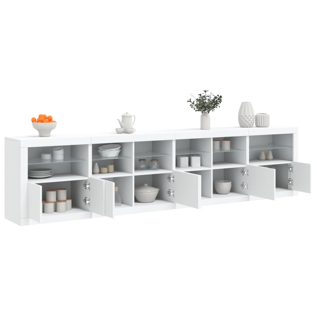 Credenza con Luci LED Bianca 283x37x67 cm 3209016