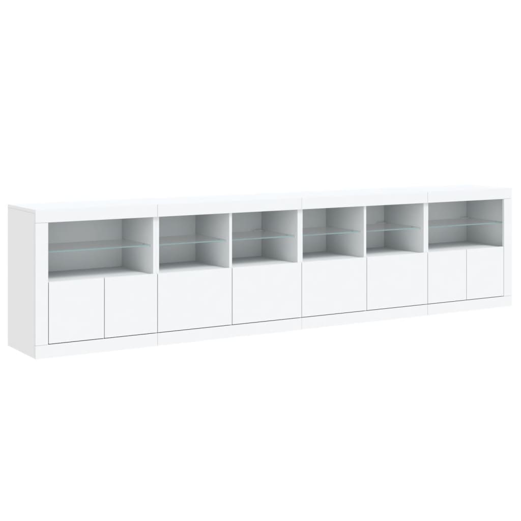 Credenza con Luci LED Bianca 283x37x67 cm 3209016