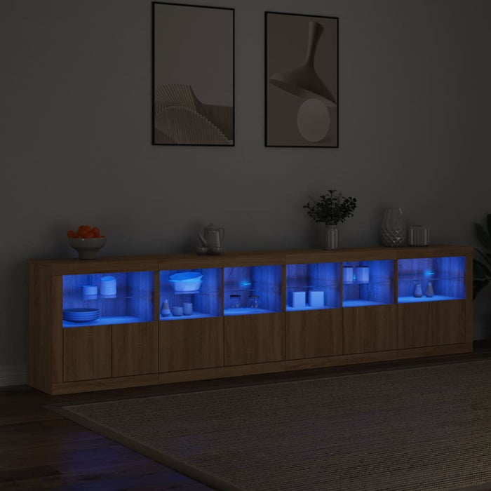 Credenza con Luci LED Rovere Sonoma 283x37x67 cm 3209018