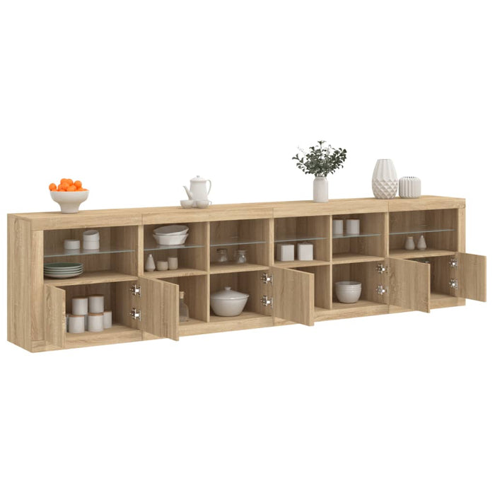 Credenza con Luci LED Rovere Sonoma 283x37x67 cm 3209018