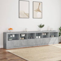 Credenza con Luci LED Grigio Cemento 283x37x67 cm 3209019