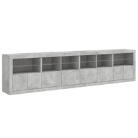 Credenza con Luci LED Grigio Cemento 283x37x67 cm 3209019