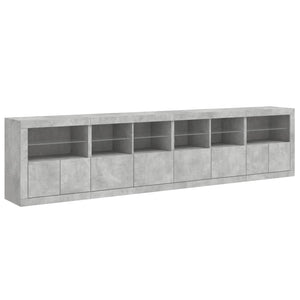 Credenza con Luci LED Grigio Cemento 283x37x67 cm 3209019