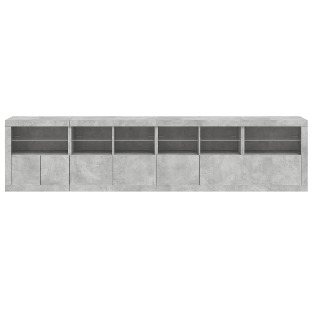 Credenza con Luci LED Grigio Cemento 283x37x67 cm 3209019
