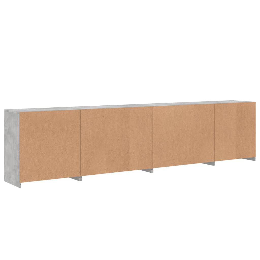 Credenza con Luci LED Grigio Cemento 283x37x67 cm 3209019
