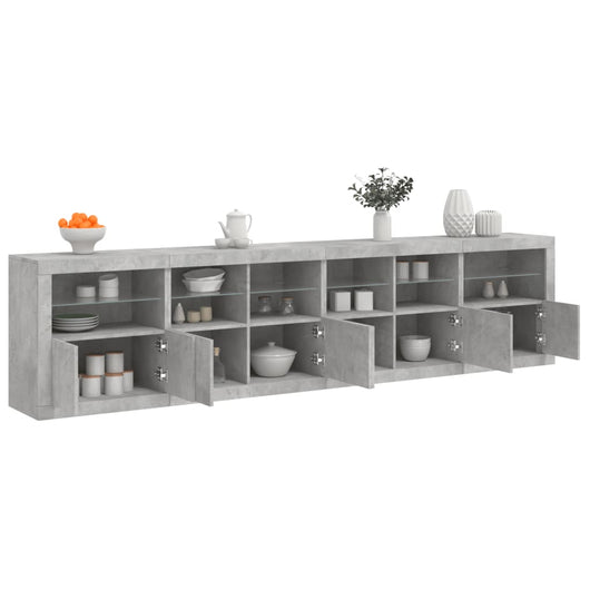 Credenza con Luci LED Grigio Cemento 283x37x67 cm 3209019