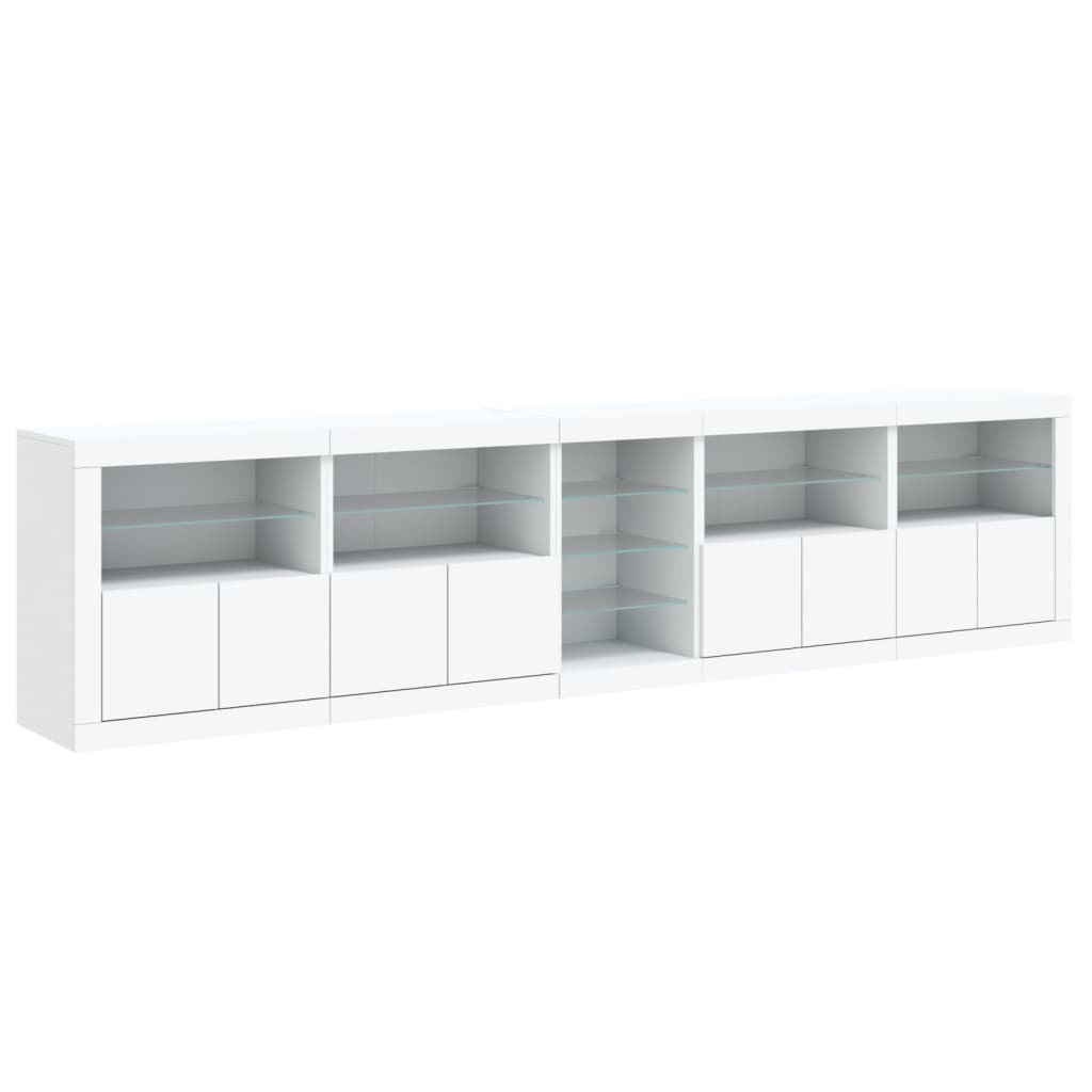 Credenza cassettiera cassettiera mobile contenitore organizer cucina soggiorno soggiorno con luci a LED 283 x 37 x 67 cm bianco 02_0029847