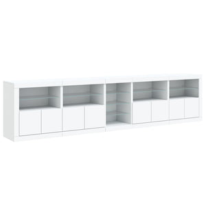 Credenza cassettiera cassettiera mobile contenitore organizer cucina soggiorno soggiorno con luci a LED 283 x 37 x 67 cm bianco 02_0029847