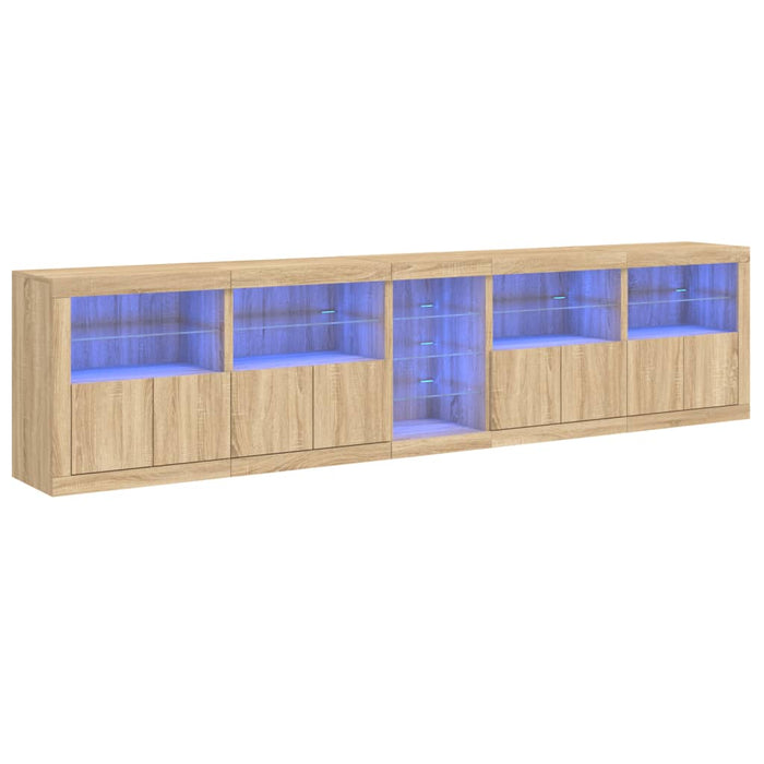 Credenza con Luci LED Rovere Sonoma 283x37x67 cm 3209025