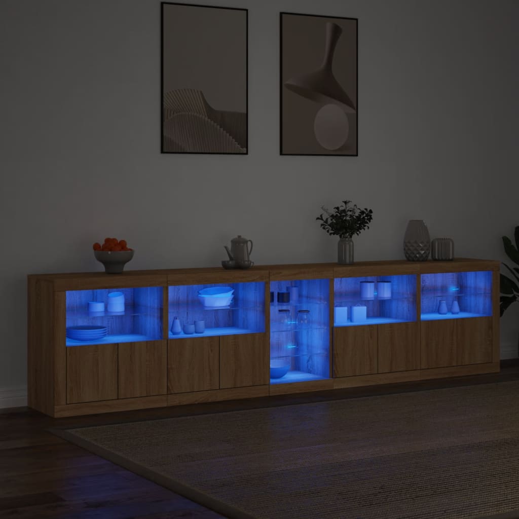 Credenza con Luci LED Rovere Sonoma 283x37x67 cmcod mxl 86012