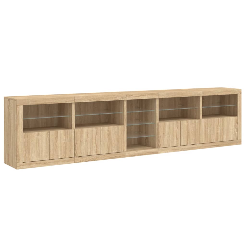 Credenza con Luci LED Rovere Sonoma 283x37x67 cm 3209025