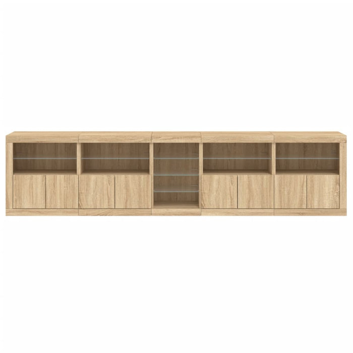 Credenza con Luci LED Rovere Sonoma 283x37x67 cm 3209025