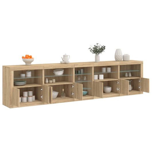 Credenza con Luci LED Rovere Sonoma 283x37x67 cm 3209025