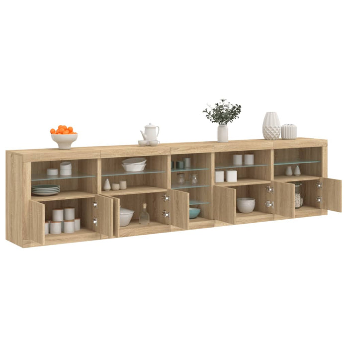 Credenza con Luci LED Rovere Sonoma 283x37x67 cm 3209025