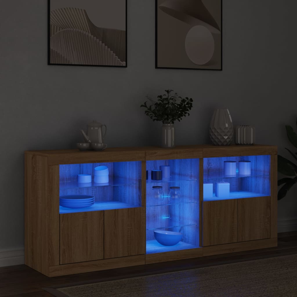 Credenza con Luci LED Rovere Sonoma 162x37x67 cm 3209032