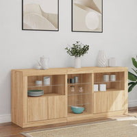 Credenza con Luci LED Rovere Sonoma 162x37x67 cm 3209032