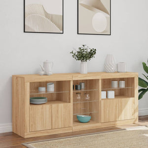 Credenza con Luci LED Rovere Sonoma 162x37x67 cm 3209032