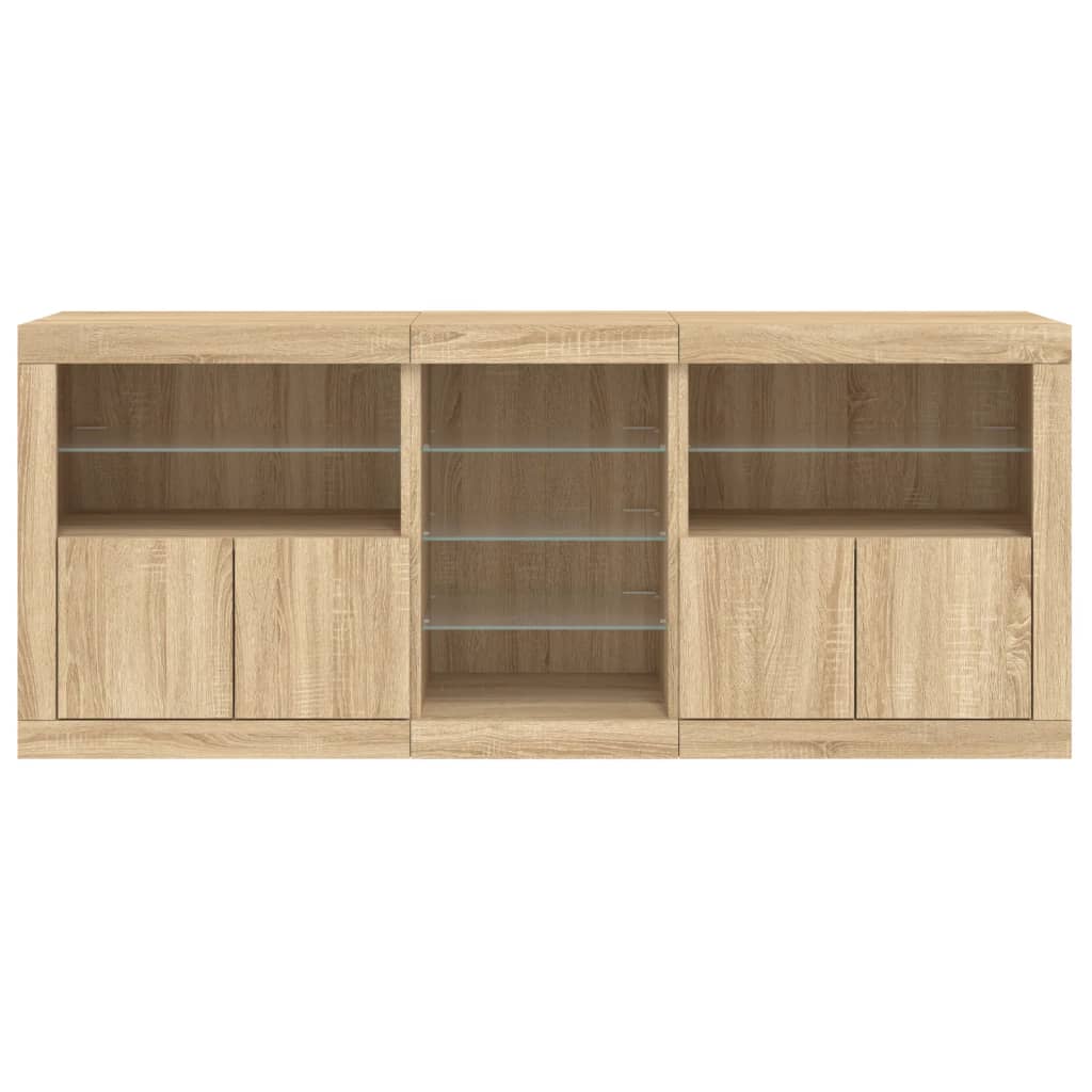 Credenza con Luci LED Rovere Sonoma 162x37x67 cm 3209032