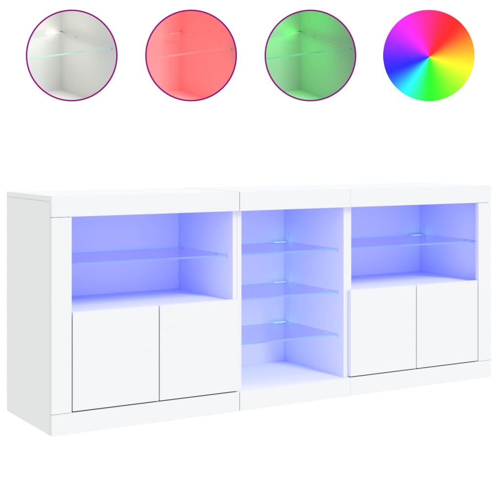 Credenza con Luci LED Bianca 181,5x37x67 cm 3209037