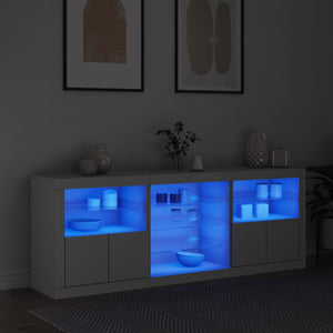 Credenza con Luci LED Bianca 181,5x37x67 cm 3209037