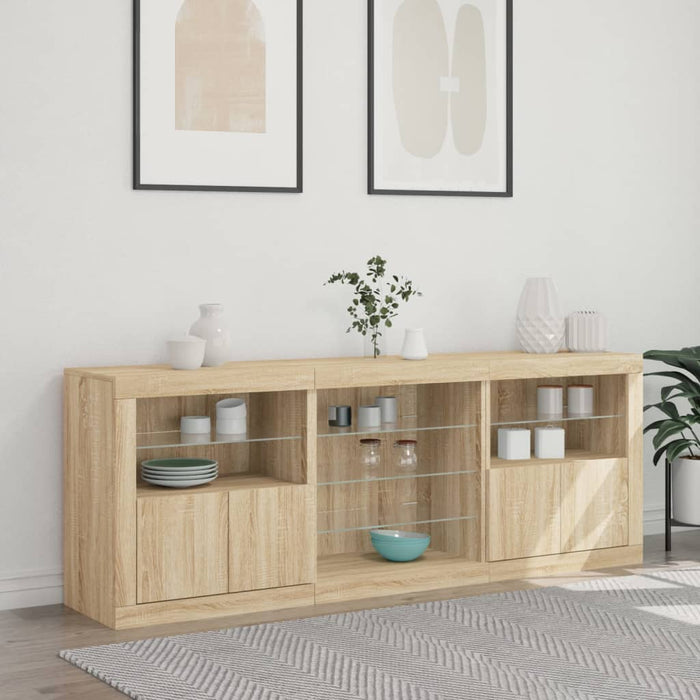 Credenza con Luci LED Rovere Sonoma 181,5x37x67 cm 3209039