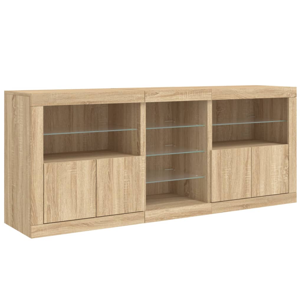 Credenza con Luci LED Rovere Sonoma 181,5x37x67 cm 3209039