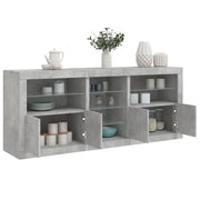 Credenza con Luci LED-Buffet-Armadio da cucina Grigio Cemento 181,5x37x67 cm 605041